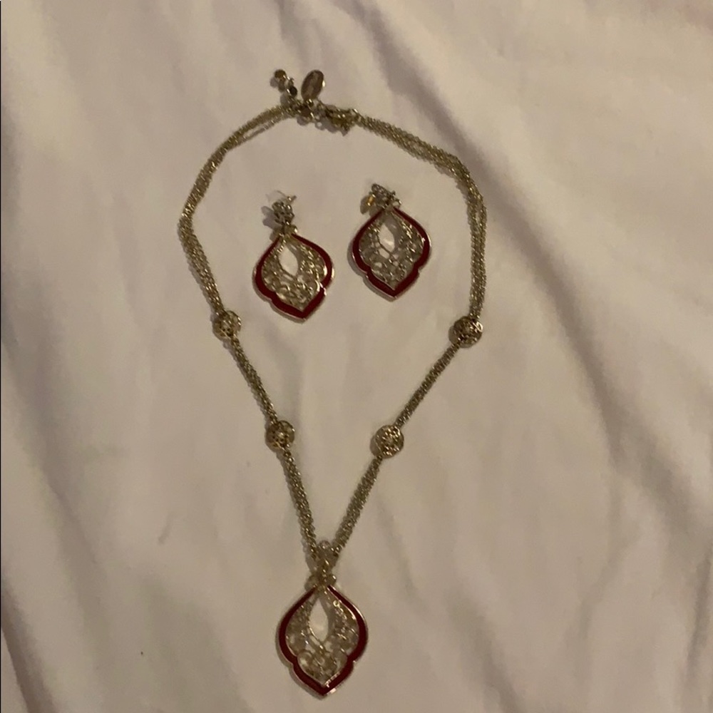 18” necklace red and gold.   Worn once